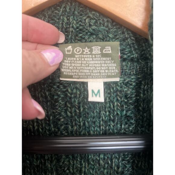 Carraig Donn Cardigan Sz M Green Celtic Knot One Button Irish New Wool FLAWS - Picture 5 of 11